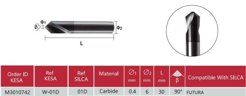 Futura dimple cutter 01D compatible with Silca Futura key machine
