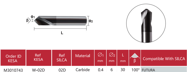 Futura dimple cutter 02D compatible with Silca Futura key machine