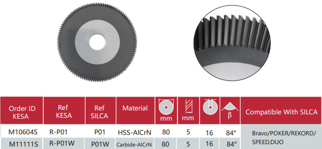 SILCA cylinder cutter P01 Compatible with SILCA Bravo/SILCA POKER/SILCA REKORD/SILCA SPEED/SILCA DUO key machine Aftermarket