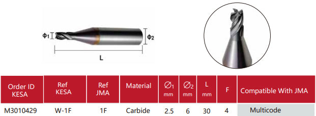 Laser cutter 2.5mm 1F compatible with JMA Multicode key machine
