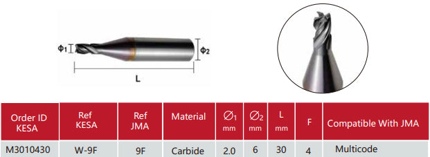 Laser cutter 2.0mm 9F compatible with JMA Multicode key machine