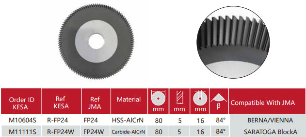 JMA Cylinder Cutter FP24 80x5x16 Compatible with JMA BERNA/ JMA VIENNA JMA SARATOGA Key Machine Aftermarket