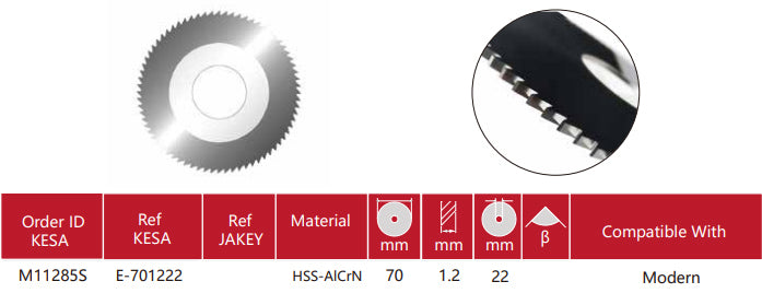 Modern key machine flat slotter 70x1.2x22 replacement