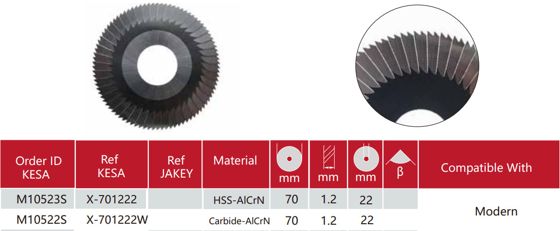 Modern key machine side milling cutter70x1.2x22