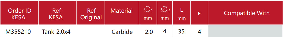 2M2 Tank 2.0mm Cutter compatible with 2M2 Magic Tank key cutting machine