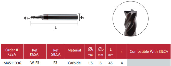 Matrix cutter F3 1.5mm compatible with SILCA Matrix key machine
