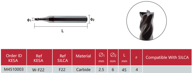 Matrix cutter F44 2.0mm compatible with SILCA Matrix key machine