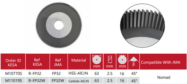 JMA Cutter FP32 63x2.5x16 Compatible with JMA Nomad Key Machine Aftermarket