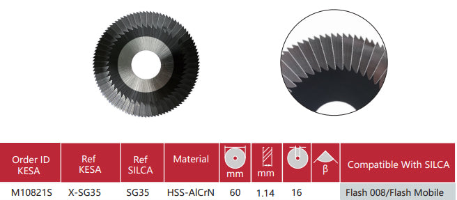 SILCA Cutter SG35 side milling cutter fits SILCA Flash 008 Flash Mobile key machine Aftermarket