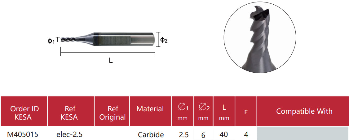 2.5mm cutter compatible with Alpha SEC-E9 CONOR Miracle Triton Beta automatic key cutting machine