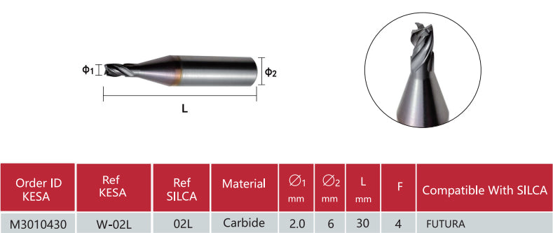 Futura cutter 2.0mm 02L compatible with SILCA Futura key machine