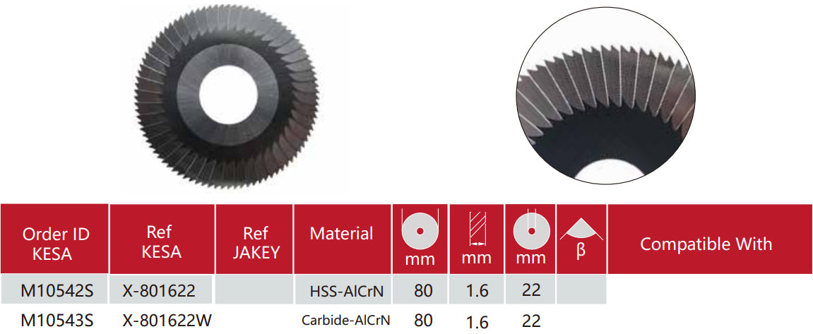 side milling cutter 80x1.6x22 for key cutting machine